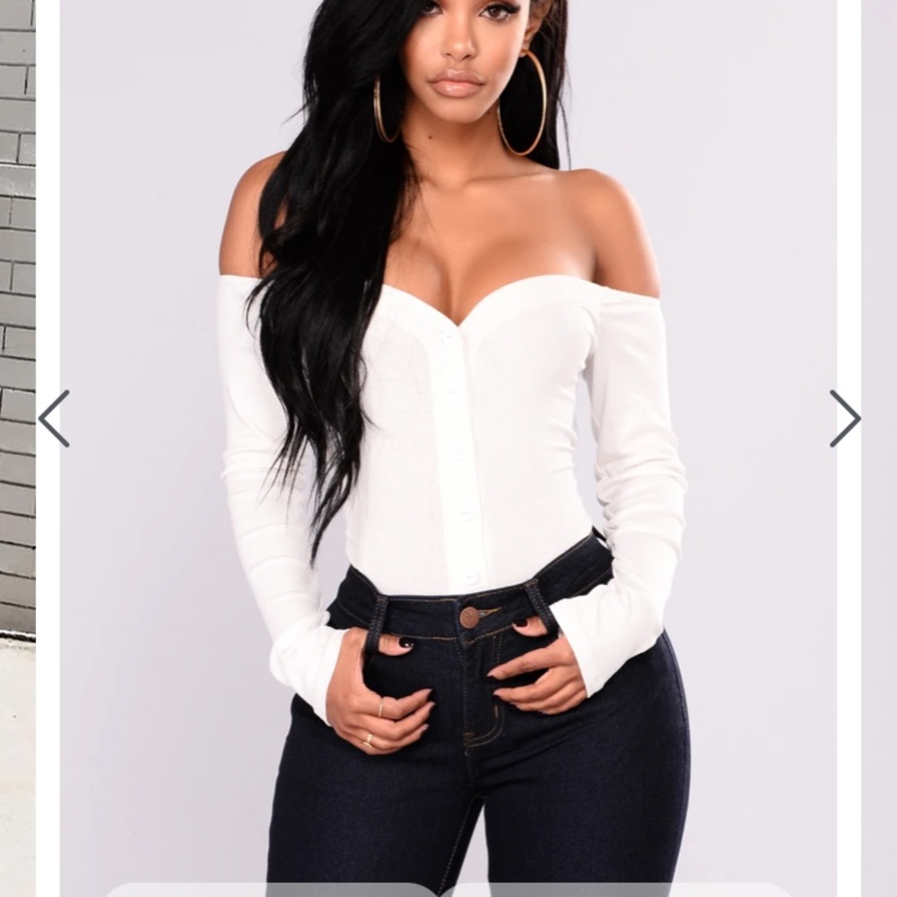 White off the shoulder bodysuit